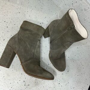 Bocage Emilia Olive Green Suede Block Heel Boot​​​